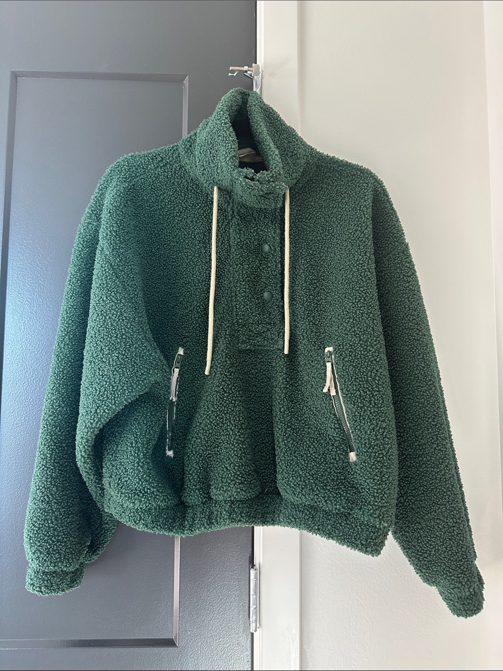 Universal Thread Deep Green Sherpa Pullover Jacket